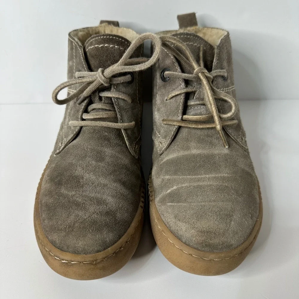 Josef Seibel Maren 02 Chukka Boots Taupe Gray Suede Fleece Lined Sz 37/US 6.5-7‎